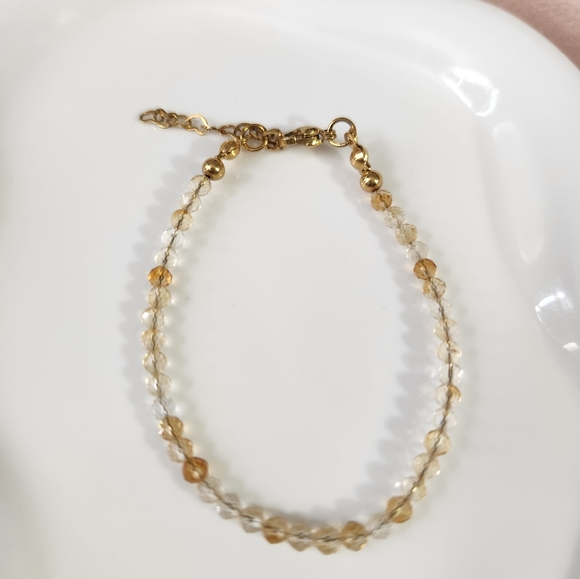 J&A glam Jewelry - Gold Dainty  Citrine Bead Bracelet